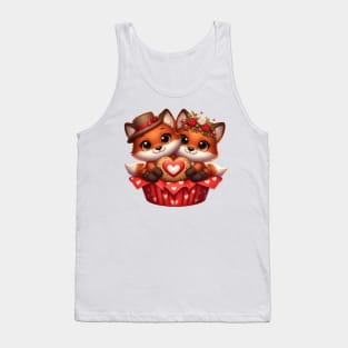 Valentine Fox Couple In A Cupcake Tank Top